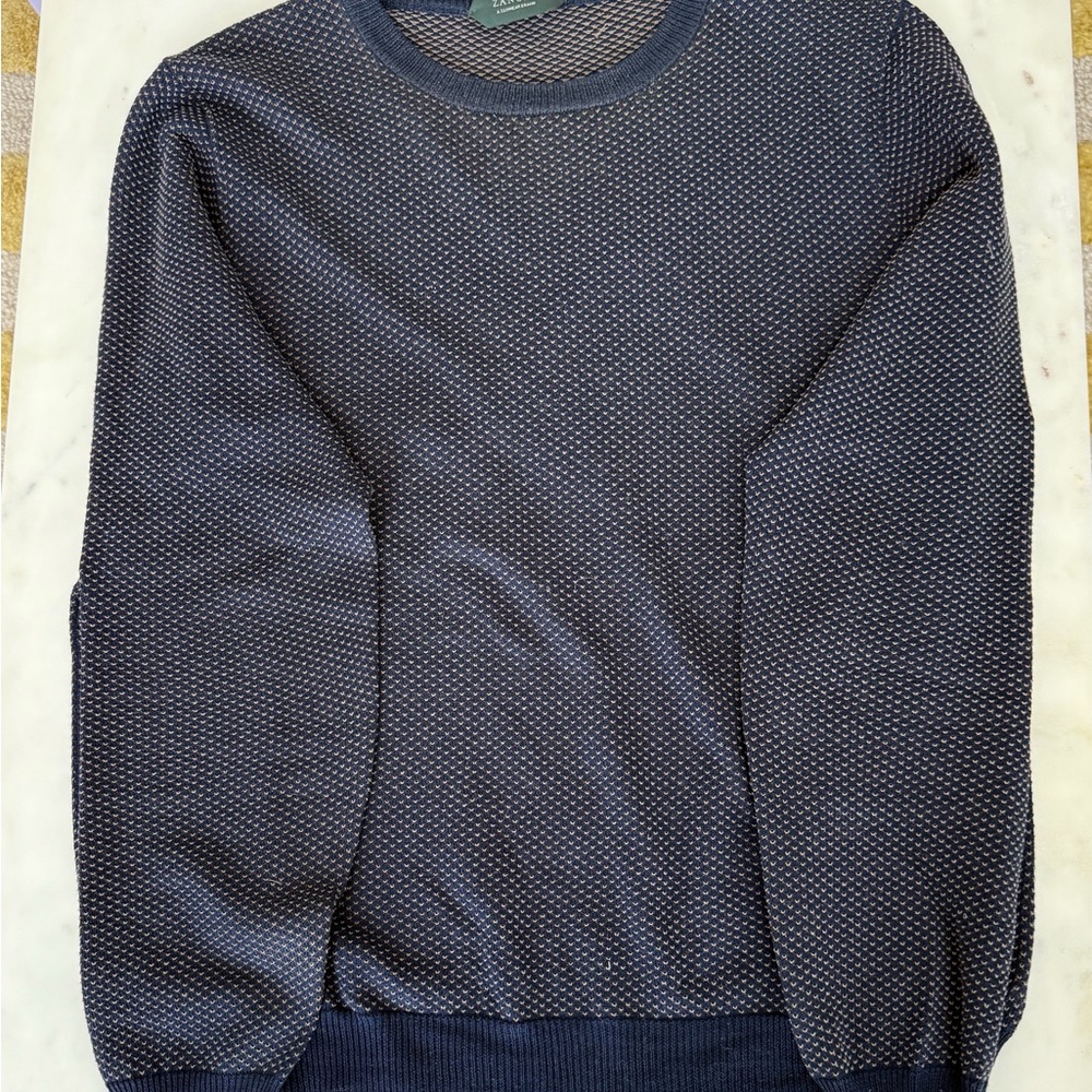 Zanone Blue Crewneck Sweater Classic Knit Size 42